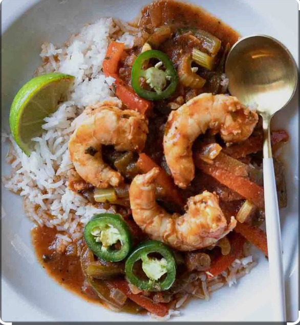 Crevettes sautées à l’ail / Stewed prawns